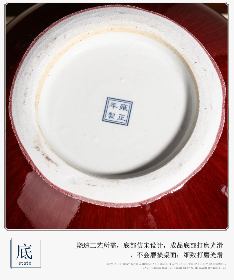 Furnishing articles of jingdezhen ceramics up with ruby red storage tank porcelain jar with cover large tea meters oil jar ornaments