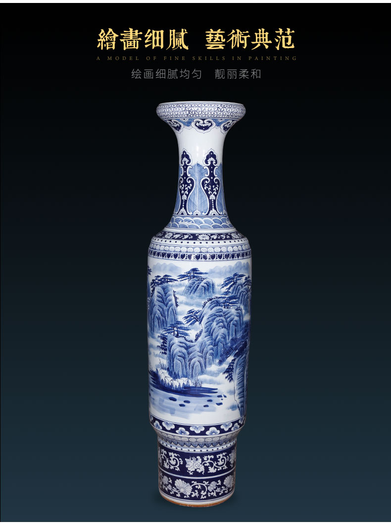 Jingdezhen ceramics hand - made antique landscape of large blue and white porcelain vase decoration to the hotel lobby lounge furnishing articles