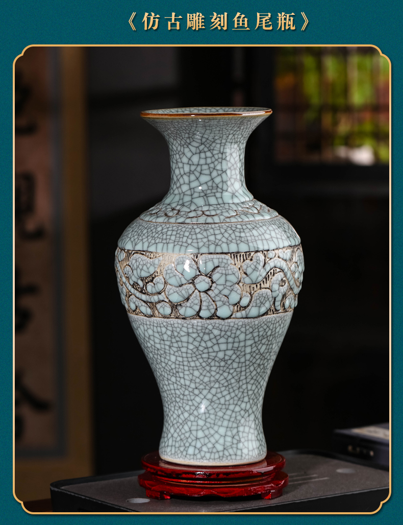 Archaize of jingdezhen ceramics up dried flower vase planting Chinese style classical retro do old sitting room adornment is placed