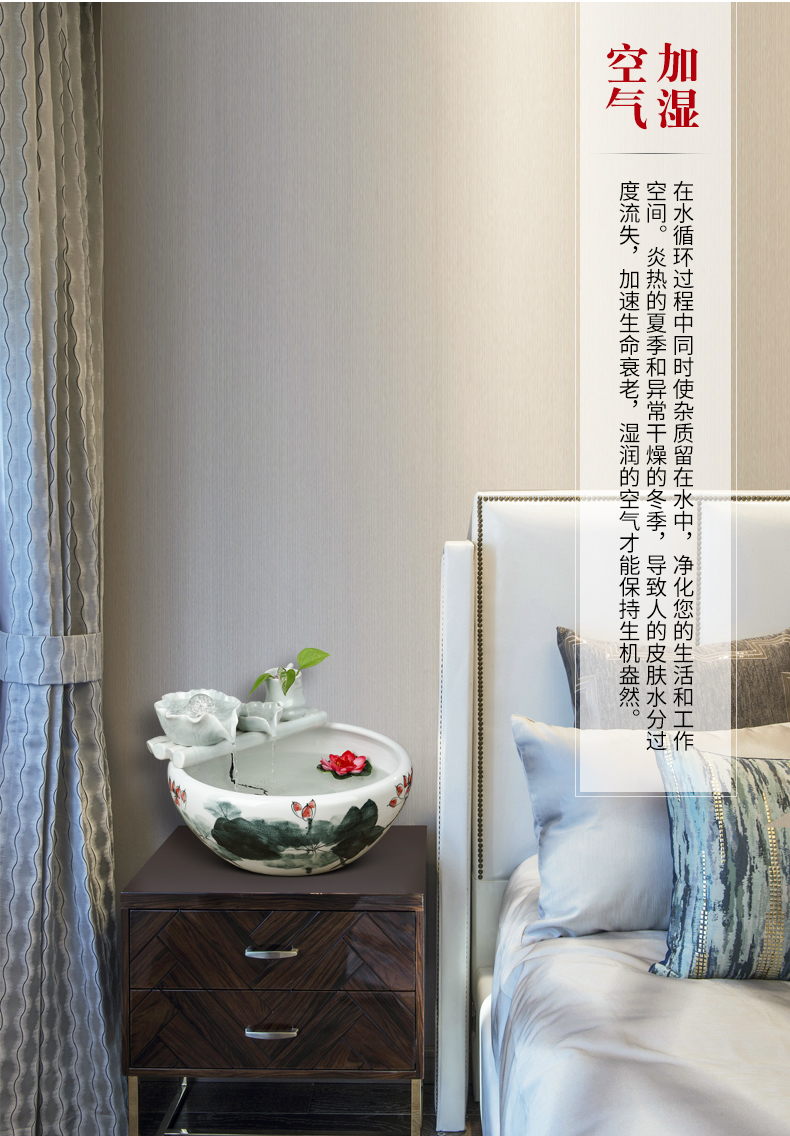 Jingdezhen ceramics humidifier furnishing articles aquarium fountain desktop office sitting room aquarium fish farming water basin