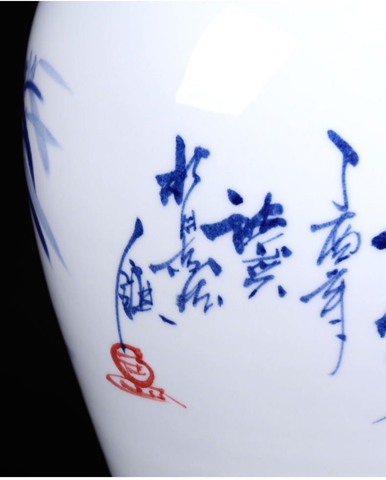 Jingdezhen ceramic masters hand draw blue and white porcelain vases, flower arrangement furnishing articles sitting room porch ark of new Chinese style decoration