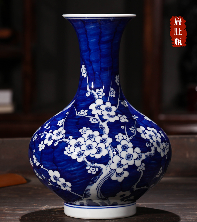 Jingdezhen ceramics by hand antique blue and white porcelain vases, flower arranging new Chinese style living room home furnishing articles