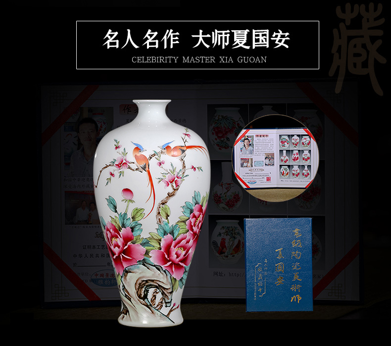 Jingdezhen ceramics by hand draw pastel spring brightness vase household adornment handicraft furnishing articles sitting room