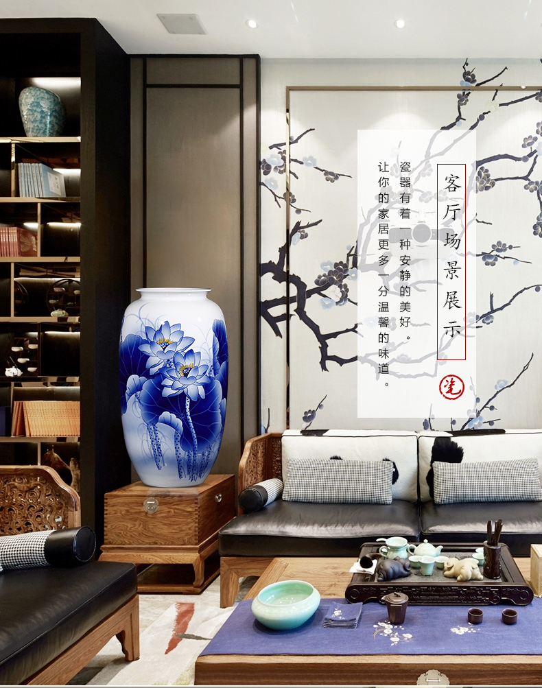 The Master of jingdezhen ceramics hand - made of blue and white porcelain vases, flower arrangement large sitting room adornment of new Chinese style furnishing articles