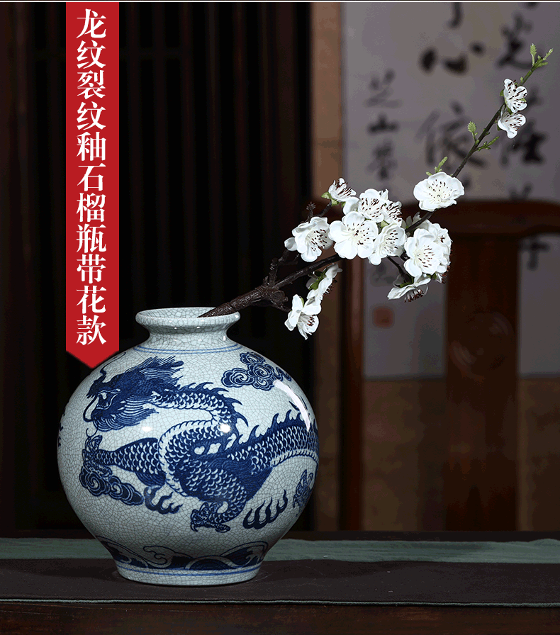 Jingdezhen ceramics archaize crack vases, flower arranging furnishing articles home decoration decoration of Chinese style restoring ancient ways is the living room