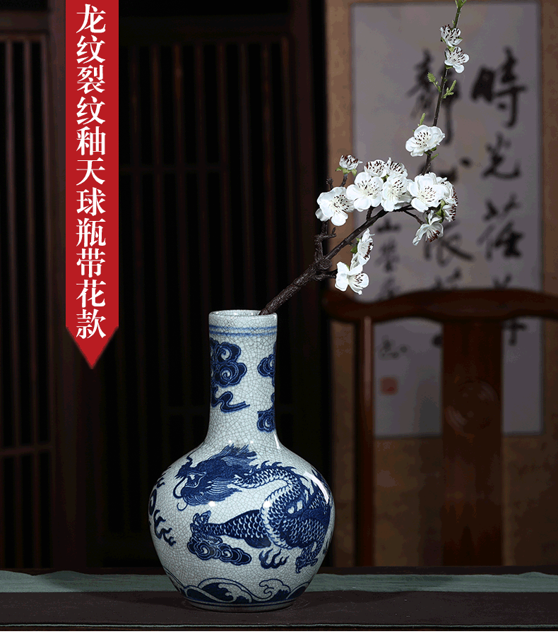 Jingdezhen ceramics archaize crack vases, flower arranging furnishing articles home decoration decoration of Chinese style restoring ancient ways is the living room