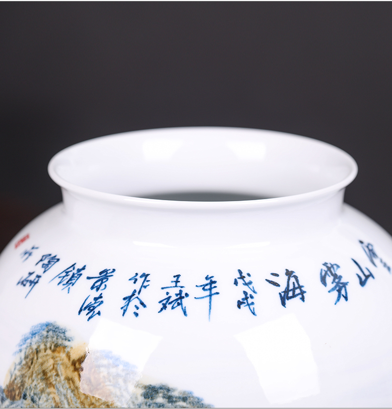 Antique hand - made of blue and white porcelain of jingdezhen ceramics of large vases, flower arranging Chinese sitting room adornment is placed