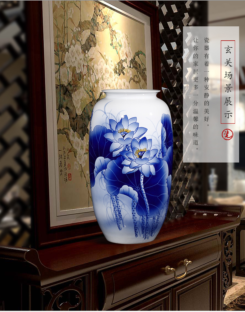 The Master of jingdezhen ceramics hand - made of blue and white porcelain vases, flower arrangement large sitting room adornment of new Chinese style furnishing articles