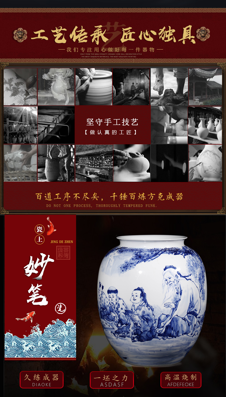 Jingdezhen ceramics outnumbered hand - made of blue and white porcelain vase household of Chinese style of the sitting room porch place gifts