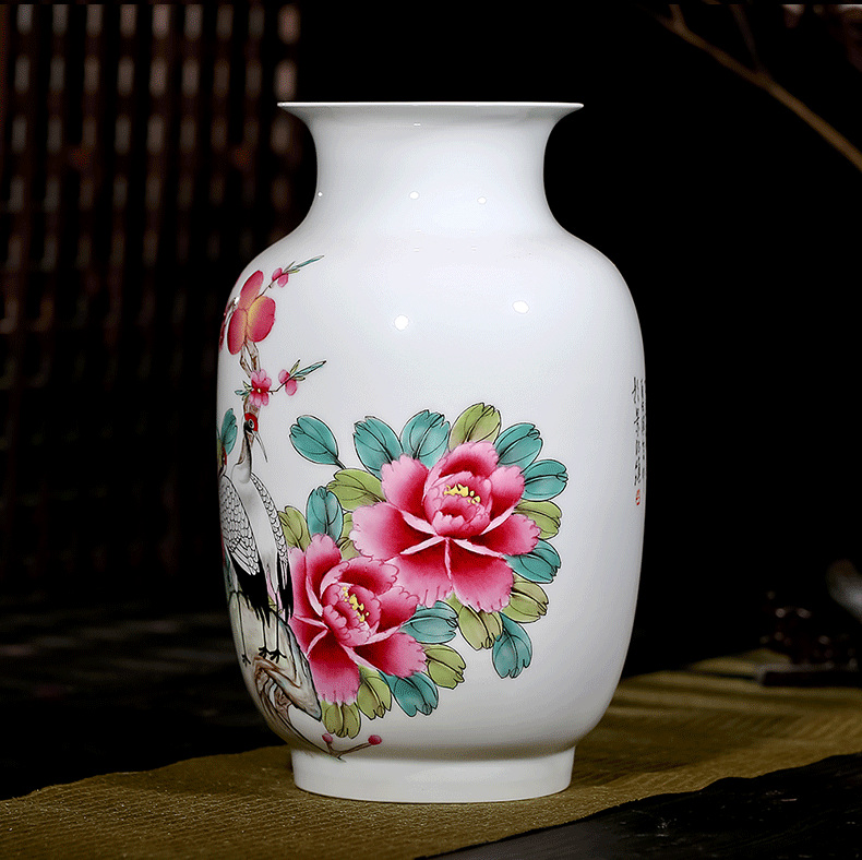 Jingdezhen ceramics famous master hand draw pastel wealth longevity vases, flower receptacle modern new Chinese style furnishing articles