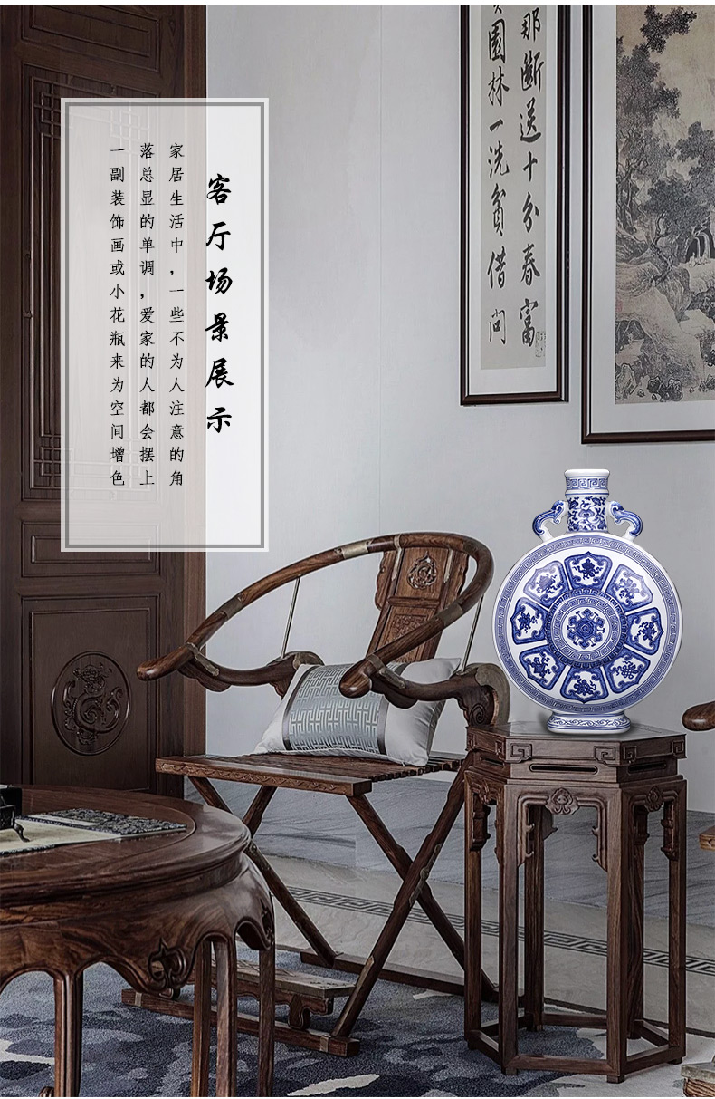 Jingdezhen ceramics imitation qianlong manual creative blue and white porcelain vases, new Chinese style home furnishing articles sitting room