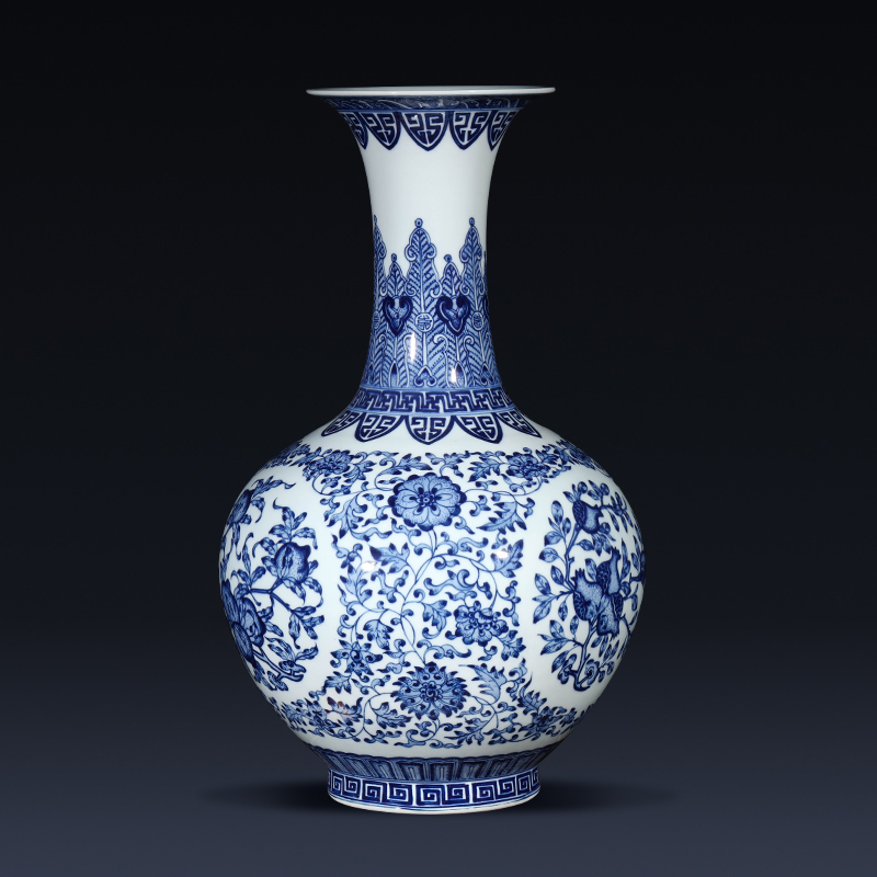 Jingdezhen ceramics imitation qianlong antique Chinese blue and white porcelain vase flower arrangement sitting room porch decoration furnishing articles