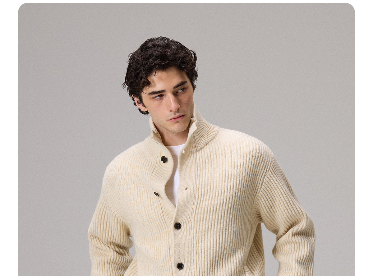 CULTUM Merino Wool Stand Collar Sweater