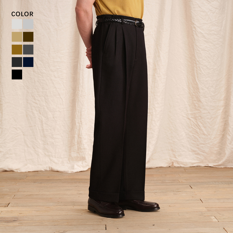【Long-Lasting Shape Retention】Cultum Cavalry Double Pleated Lightweight Hollywood Pants Men's Dress Pants Casual Trousers 【Long-Lasting Shape Retention】Cultum Cavalry Double Pleated Lightweight Hollywood Pants Men's Dress Pants Casual Trousers