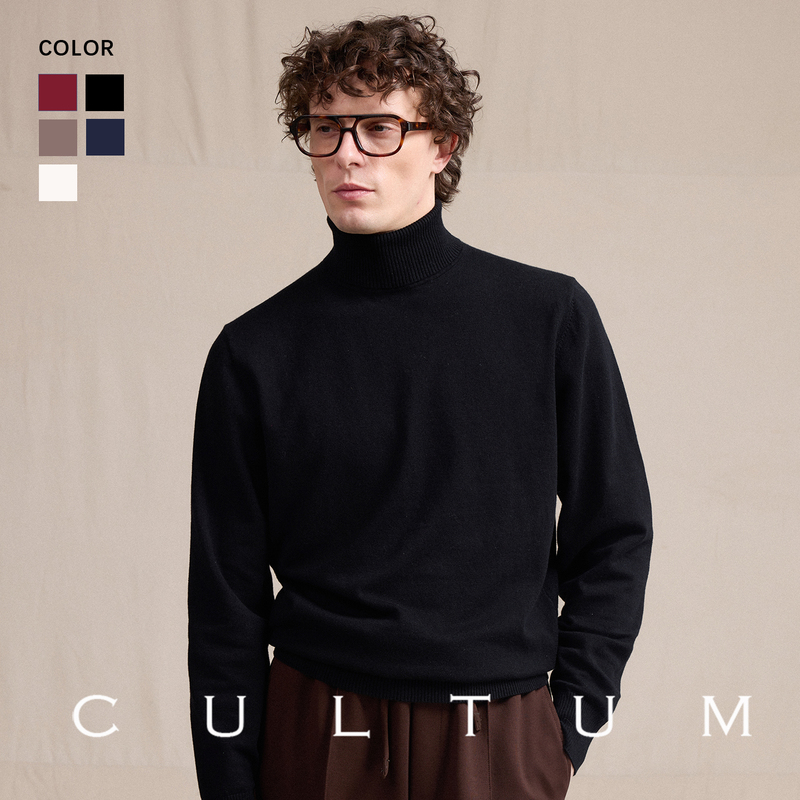 【Sheep Wool】Cultum 14-Gauge Turtleneck Knit Sweater for Men, Long-Sleeved, Slim Fit, Base Layer, Winter Warm Sweater 【Sheep Wool】Cultum 14-Gauge Turtleneck Knit Sweater for Men, Long-Sleeved, Slim Fit, Base Layer, Winter Warm Sweater