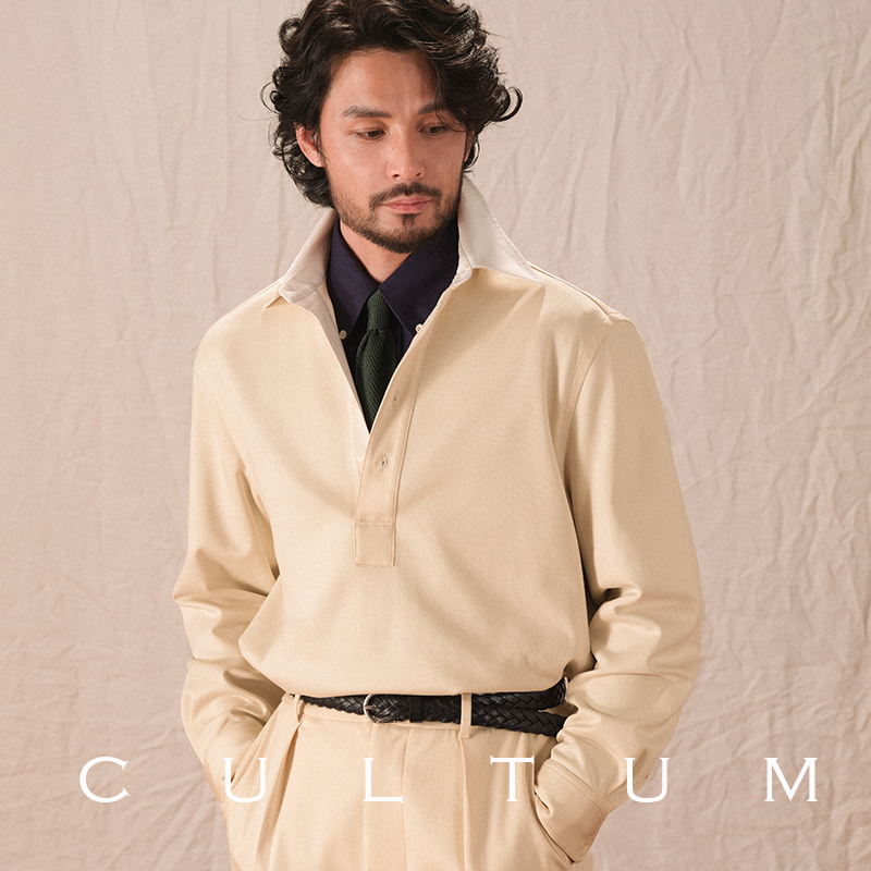 【Anti-Wrinkle Pima Cotton】Cultum Color-Blocked Collar Half-Zip Long-Sleeve Tennis Polo Shirt Men's Sports Shirt