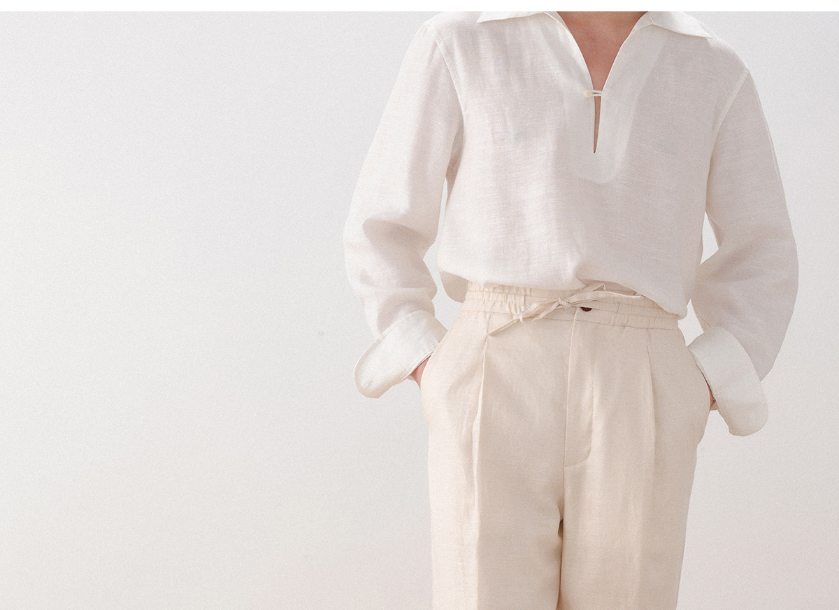 Ленивое расслабление воздухопроницаемый лен натуральный шелк Cultum Minimalist Old Qianfeng драпировка шнурок брюки мужской 