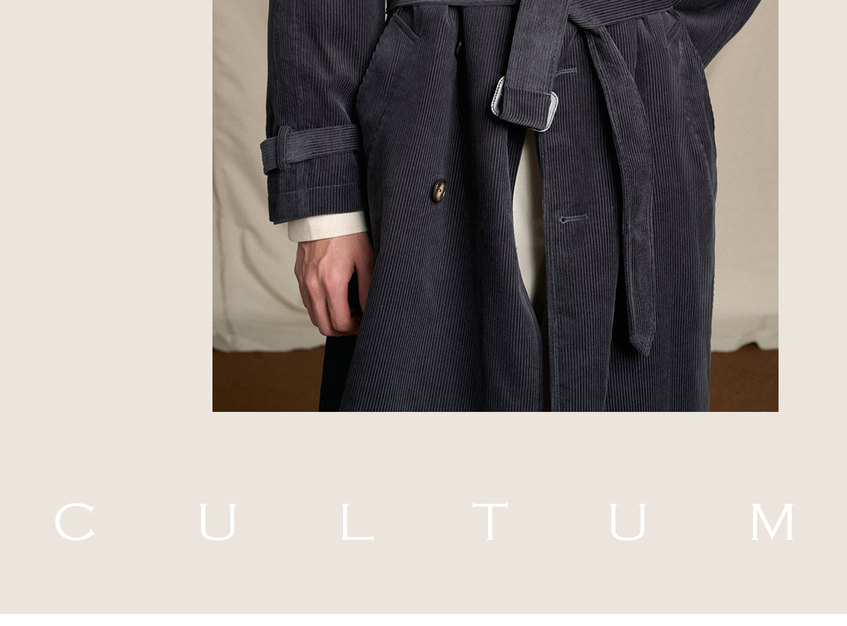 CULTUM Mid-Length Double-Breasted Trench Coat