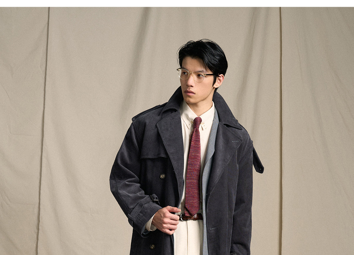 CULTUM Mid-Length Double-Breasted Trench Coat