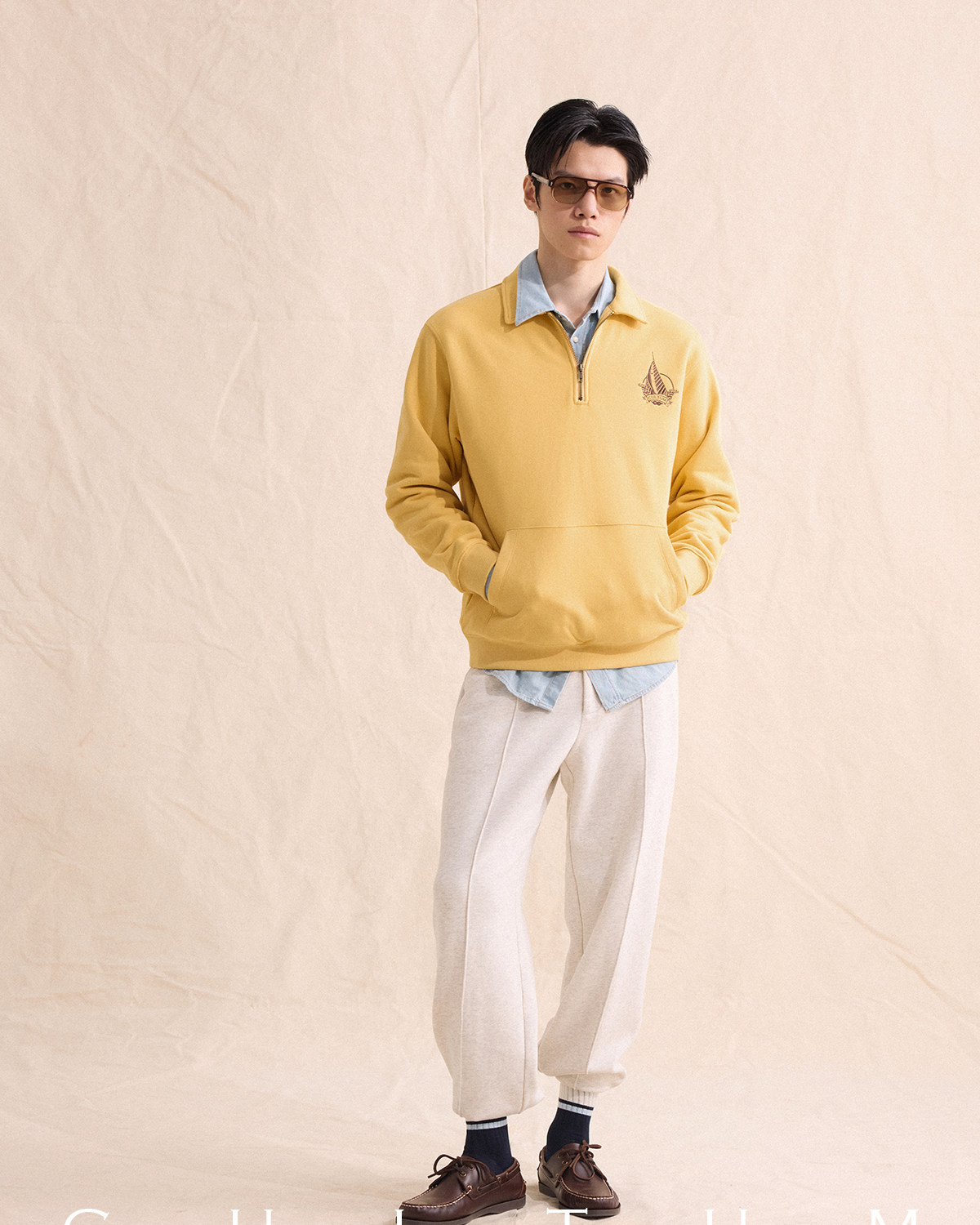 CULTUM Half-Zip Embroidered Loose Sweatshirt
