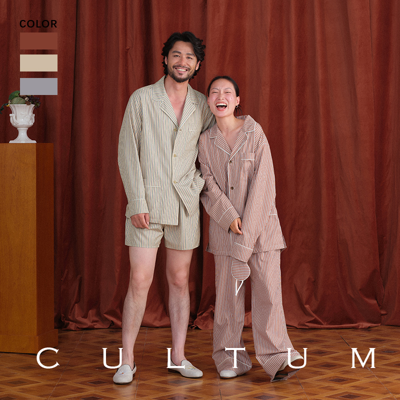 【100-Count Double-Strand Tencel Cotton】Cultum Striped Pajama Shirt Loungewear Set, Unisex 【100-Count Double-Strand Tencel Cotton】Cultum Striped Pajama Shirt Loungewear Set, Unisex
