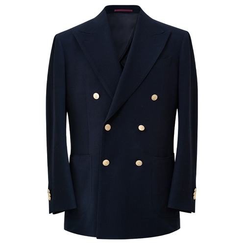 [Дышащий сирсакер длиной полмили] Двубортный пиджак с воротником с лацканами для мужчин, повседневный пиджак