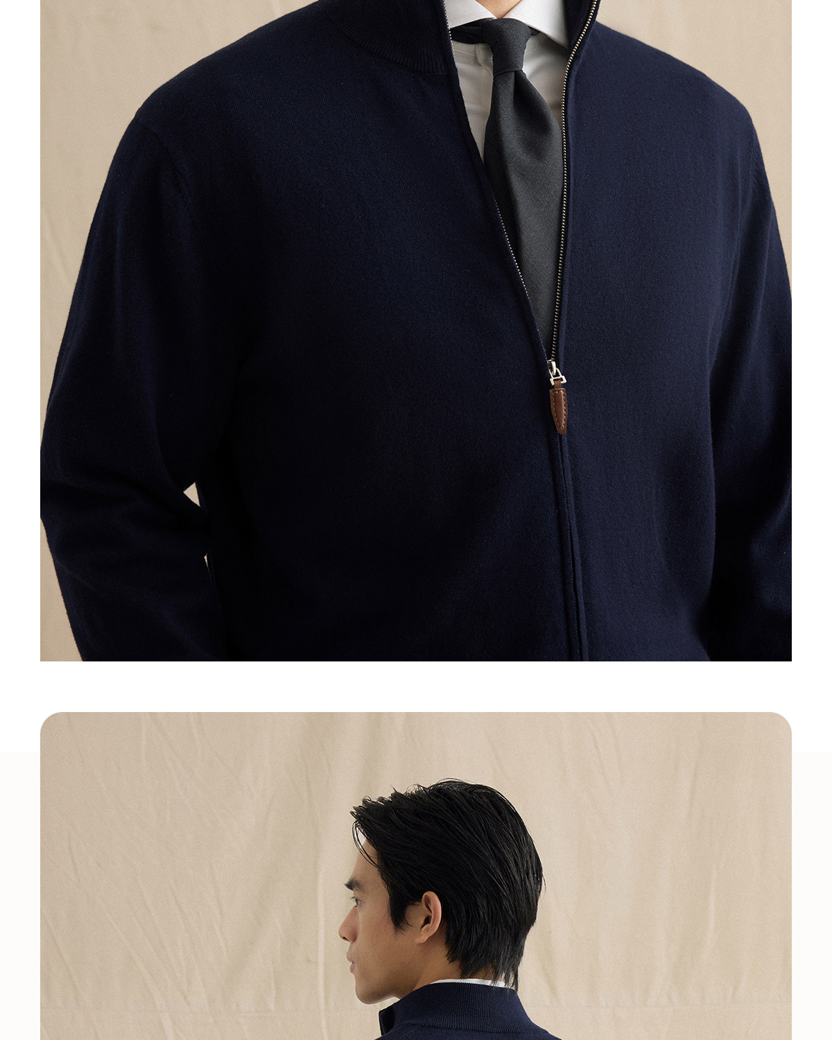 CULTUM Cotton-Cashmere Double-Zip Knit Cardigan