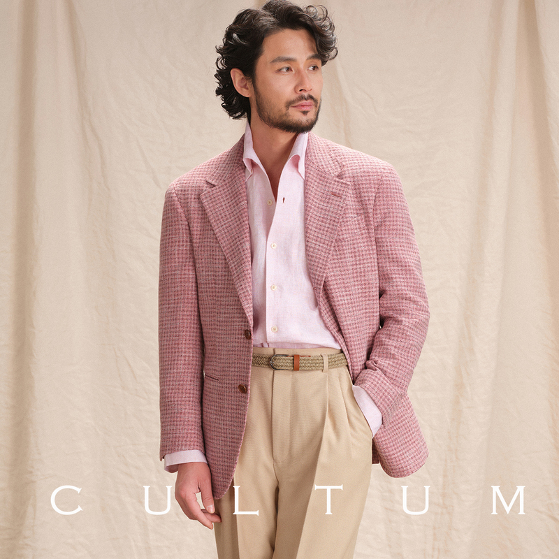 [Classic Houndstooth Pattern, Comfortable and Breathable] Cultum Italian Style Spring/Summer Half-Length Casual Suit Jacket for Men