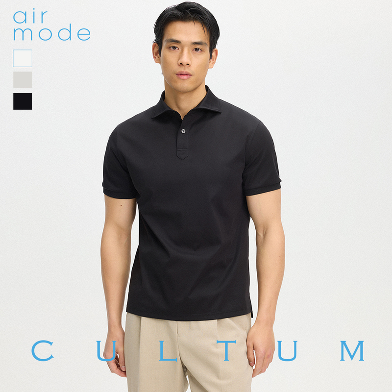 【100 Count Pima Cotton】Cultum Silky Breathable Solona Windsor Collar Business Short-Sleeve Polo Shirt for Men