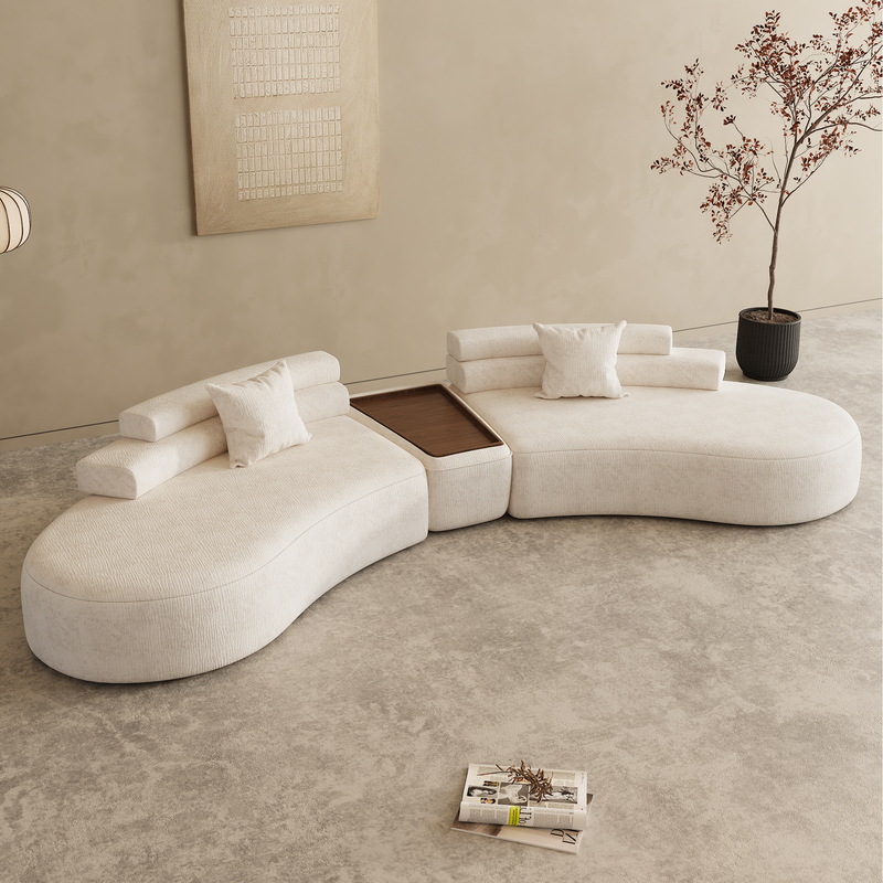 Semi-Circular Tea Tray Sofa, Minimalist Wabi-Sabi Reception and Rest Area, Hotel Club Office Sofa, Designer Model