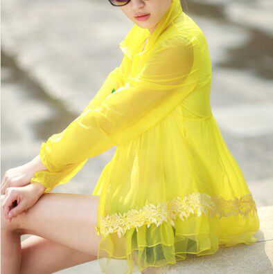 2019 new lace sunscreen lace long sleeve transparent ultra-thin coat anti-UV lace sunscreen