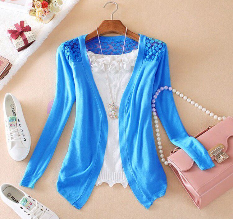 Korean Version Summer Hollowed-out Sunscreen Weaselweaters 100 Hitch Knitwear Cardiovert Jersey Woman Coat Silk Light Cotton