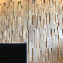 Solid wood mosaic TV background wall Nordic master bedroom mosaic background wall living room wooden background decoration