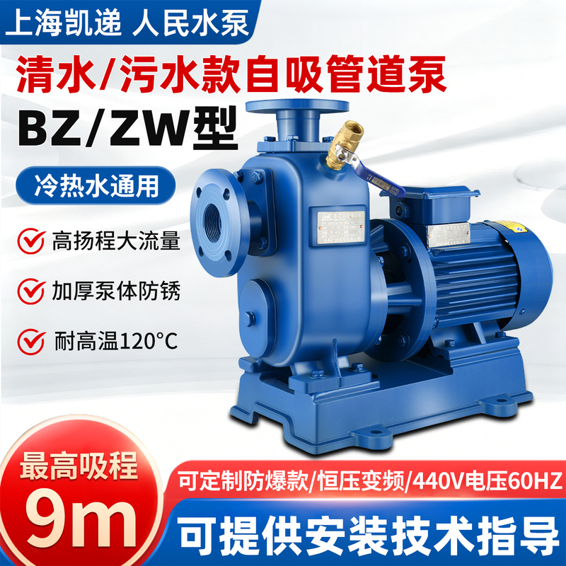 Bz/Zw Self-Priming Pipeline Pump Dual-Purpose for Cleaning and Boosting Pressure in Boilers, Hot and Cold Water Circulation, Irrigation, Large Flow Centrifugal Pump 380