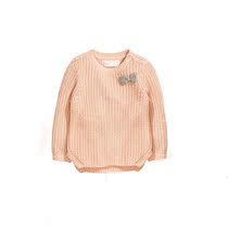 H Home Fall new female baby Butterfly knot Knitted Sweatshirt Pure Cotton Orange Pink Princess Knitted hooded sweater
