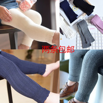 Foreign Trade Autumn Children Pants White Knit Elastic Pants 90% Pants Pure Cotton Girl Solid Grey Lace Underpants