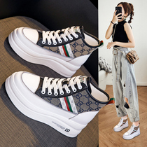 High-help small white shoes female Spring and Autumn New 2021 explosion inside the high summer foot small leather thick bottom muffin casual shoes