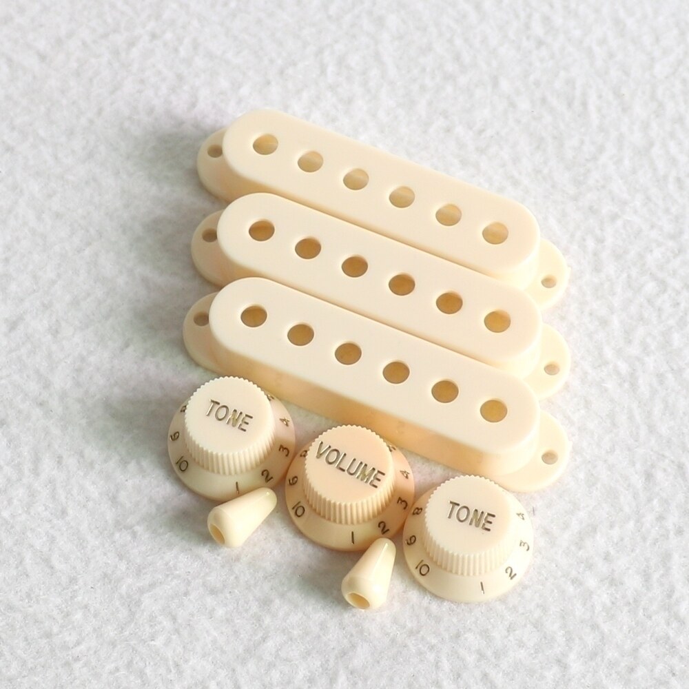 Dongli Replacement electric guitar Accessories Single pickup Cover knob Set Light yellow Strat pickup shell