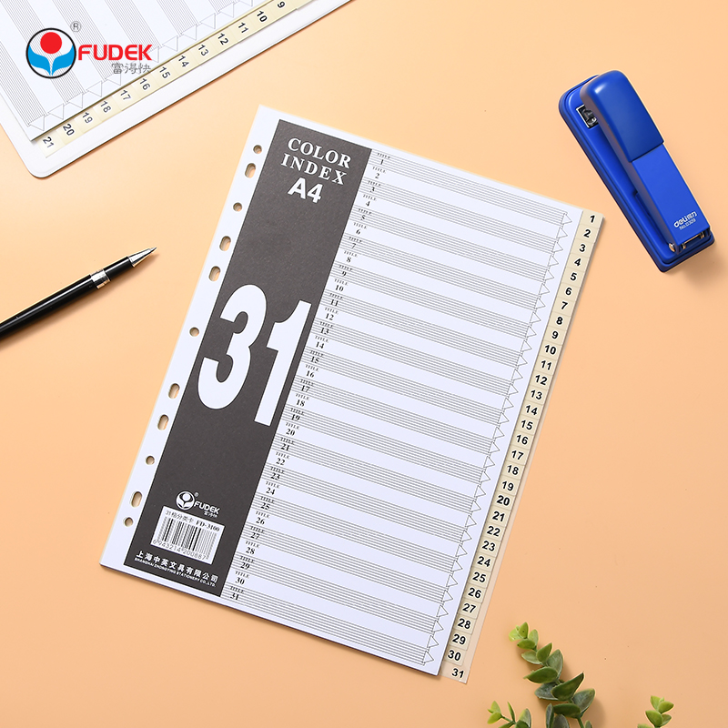 Fude fast plastic 31 grade classification paper index card pvc31 sheet split paper separator paper FD-3100