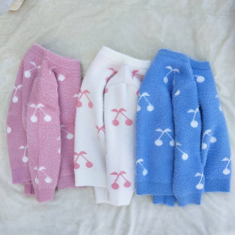 Girls sweater children's imitation mink velvet autumn and winter knitted sweater pullover thickened sanitary clothing baby new Western style sweater