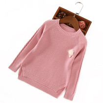Girls sweater pullover round neck sweater 2022 autumn and winter new childrens clothing childrens middle-aged childrens thickened bottoming coat