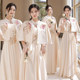 Bridesmaid dress Chinese 2022 new long section is thin spring and summer short-sleeved niche senior sisters group dress can be worn at ordinary times