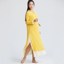 Ciyuan original Chinese style meditation tea dress Autumn new washed cotton plate buckle pullover dress 30876