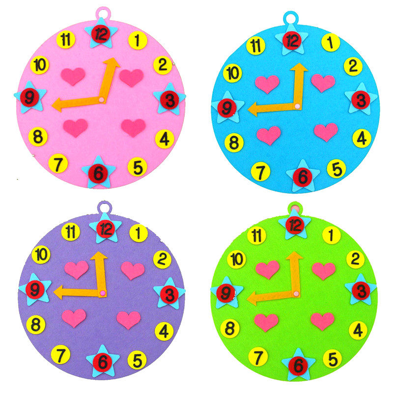 Clock teaching aids time clock non-woven children's educational early education kindergarten area corner material homemade toys
