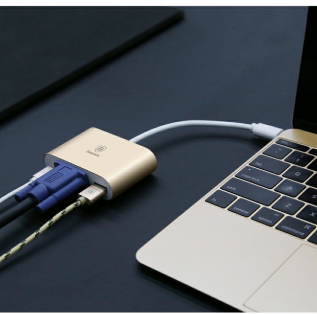 Máy tính Apple Macbook 12 inch Đầu nối bộ chuyển đổi Type-C sang VGA đọc đĩa U sạc A1534 bằng máy chiếu - USB Aaccessories đầu sạc micro usb