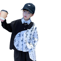 Boys Chinese-style long-sleeved shirts spring clothes Chinese-style Chinese elements autumn clothes childrens shirts handsome Korean-style ancient style tops