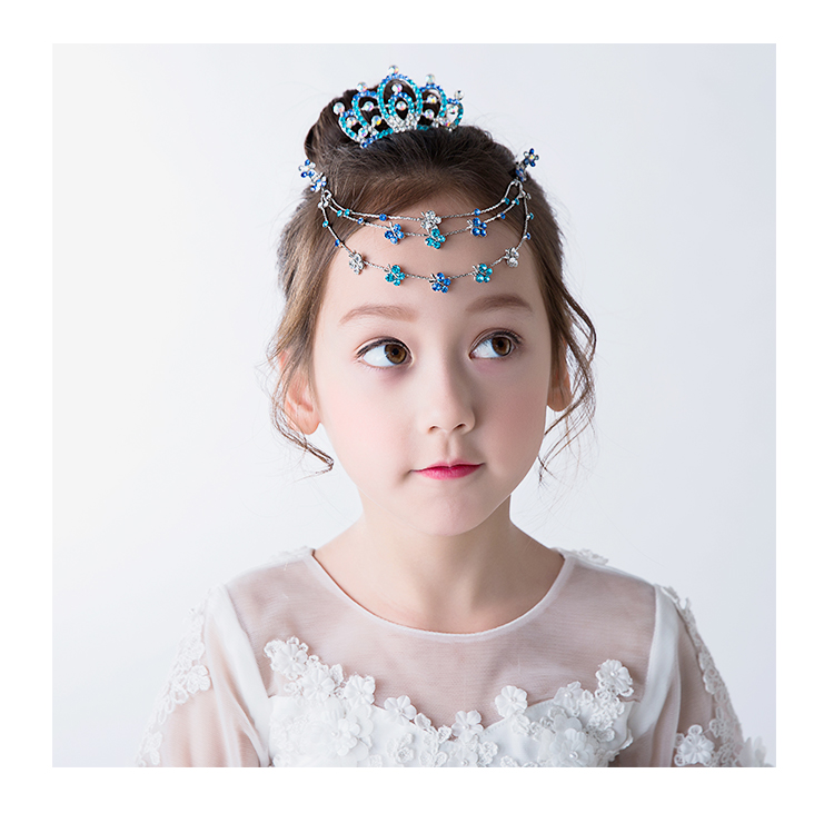 Hàn Quốc trẻ em chuỗi công chúa trán bé vương miện mũ cô gái rhinestone vương miện phụ kiện tóc trình diễn trang sức khiêu vũ dây chun buộc tóc