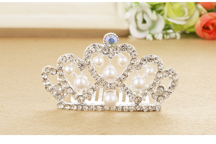 Mũ bảo hiểm trẻ em vương miện headband Công chúa xinh đẹp Cô gái tóc Comb Hàn Quốc Little Girl Headband Hairpin Phụ kiện tóc cho bé kẹp càng cua dài