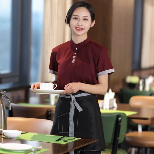 Ресторан ресторана в стиле китайского стиля ресторан ресторан ресторан питательный официант Рабочая одежда короткая летняя выпечка