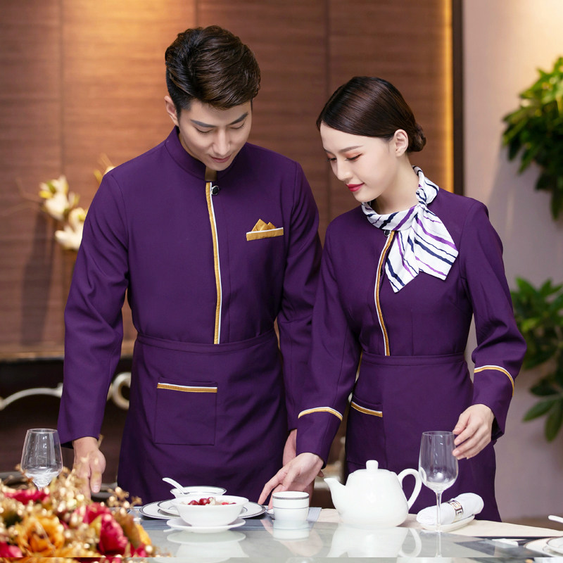 Hotel work clothes autumn and winter dress female hot pot shop teahouse restaurant restaurant ribbon style waiters work uniform long sleeves